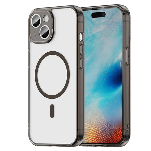 For iPhone 15 Case Compatible with MagSafe Clear PC + TPU Shockproof Phone Back Cover - Transparent Black - 1