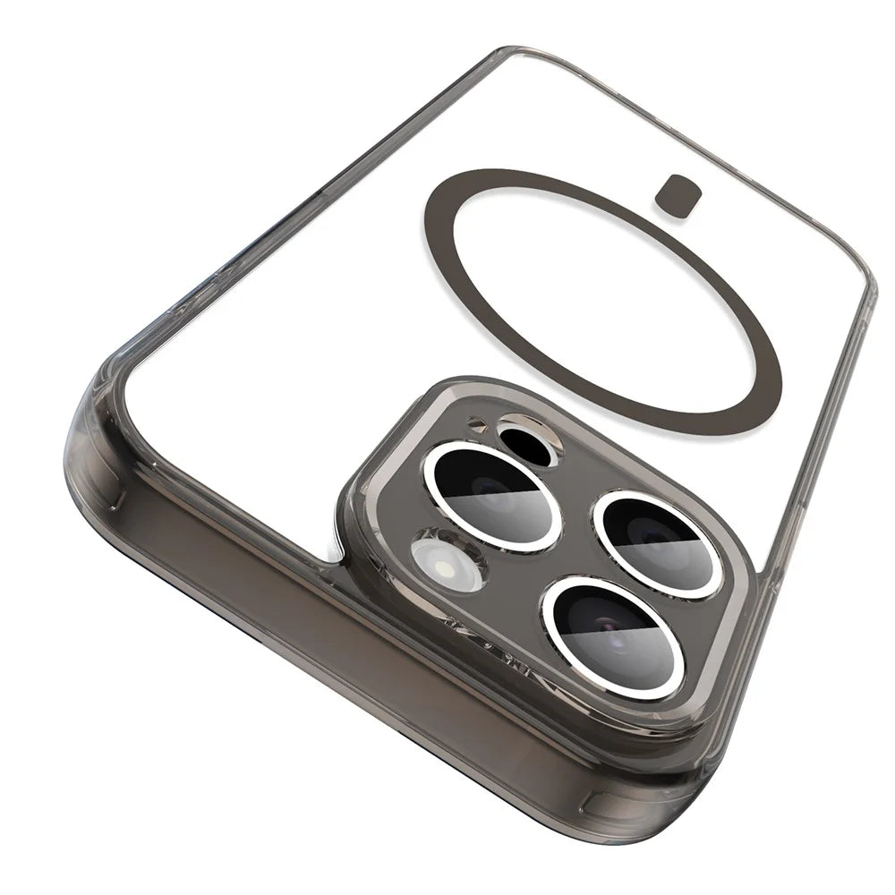 For iPhone 15 Pro Case Compatible with MagSafe Clear PC + TPU Shockproof Phone Back Cover - Transparent Black - 2