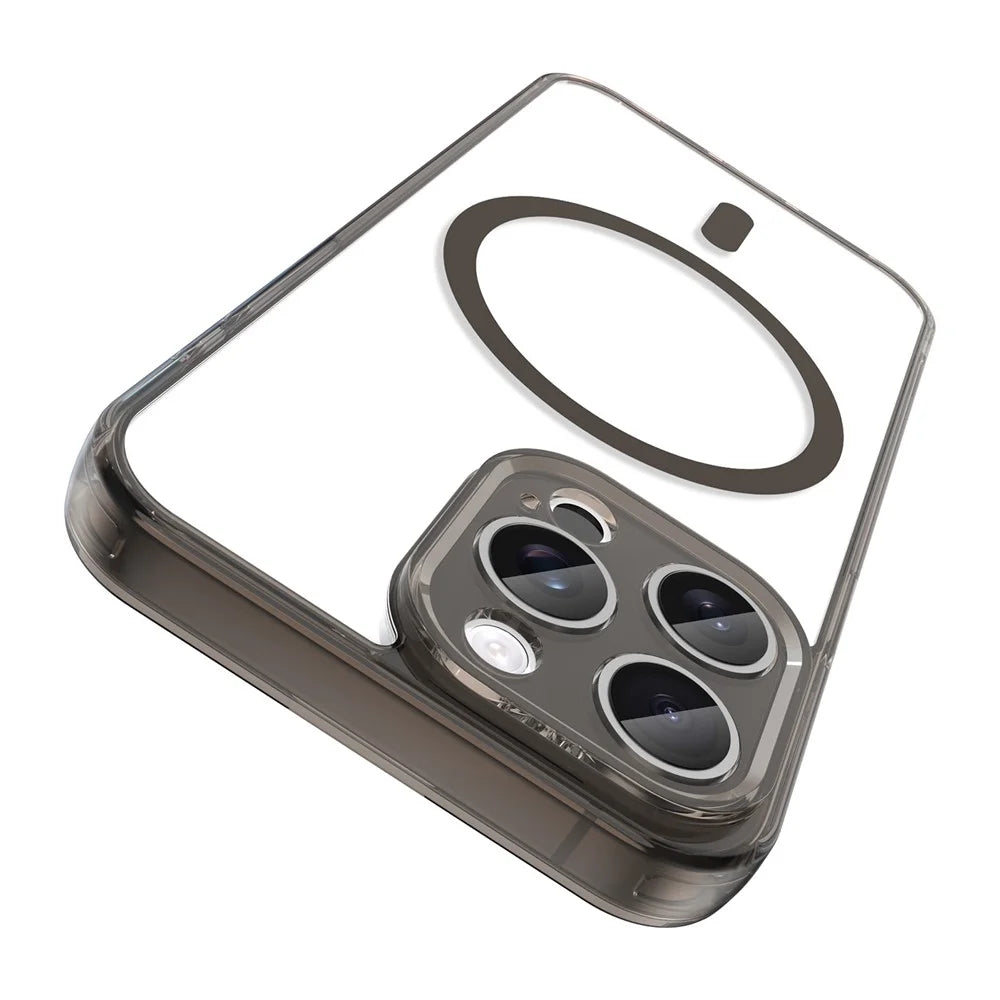 For iPhone 15 Pro Max Case Compatible with MagSafe Clear PC + TPU Shockproof Phone Back Cover - Transparent Black - 2