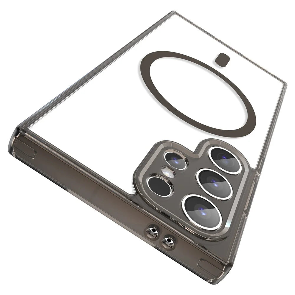 For Samsung Galaxy S24 Ultra Case Compatible with MagSafe Clear PC + TPU Shockproof Phone Back Cover - Transparent Black - 2