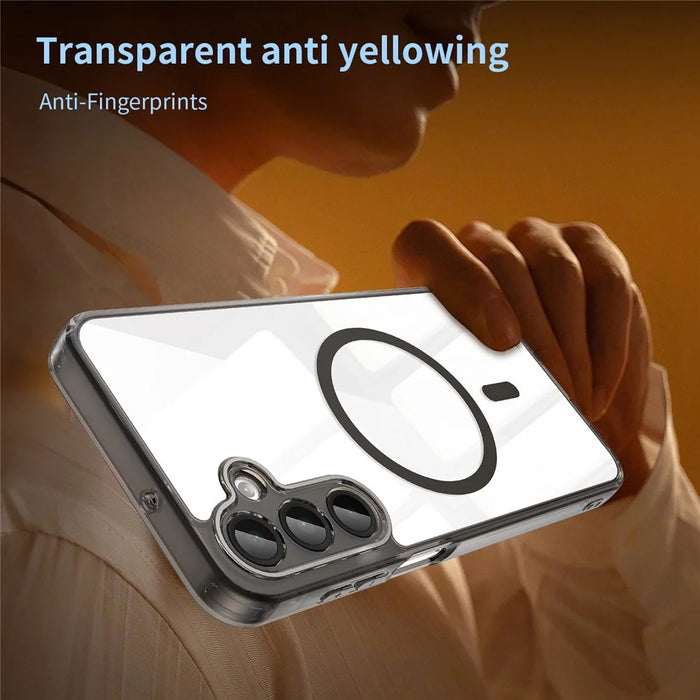 For Samsung Galaxy A16 5G  /  A16 4G Case Compatible with MagSafe Clear PC + TPU Shockproof Phone Back Cover - Transparent Black - 3