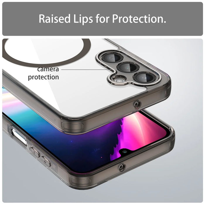 For Samsung Galaxy A16 5G  /  A16 4G Case Compatible with MagSafe Clear PC + TPU Shockproof Phone Back Cover - Transparent Black - 6