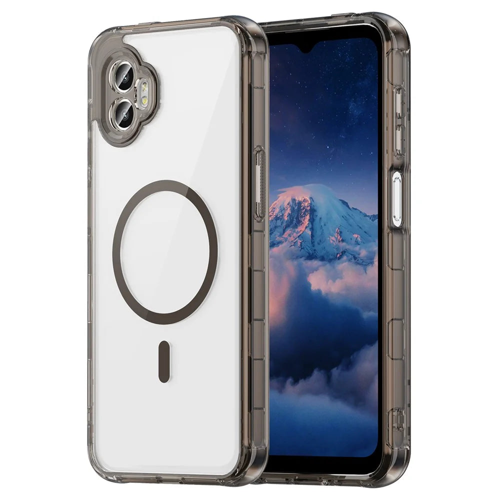 For Samsung Galaxy XCover7 Pro Case Compatible with MagSafe Clear PC + TPU Shockproof Phone Back Cover - Transparent Black - 1