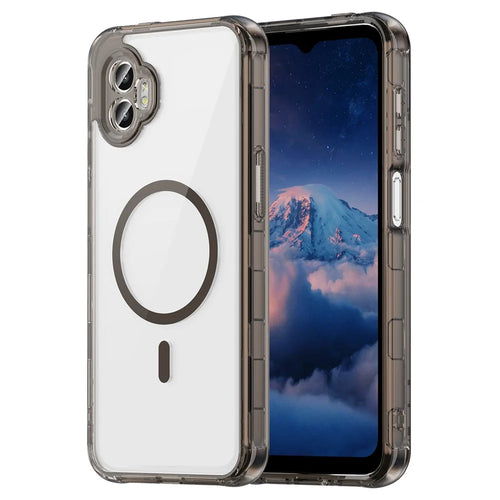 For Samsung Galaxy XCover7 Pro Case Compatible with MagSafe Clear PC + TPU Shockproof Phone Back Cover - Transparent Black - 1
