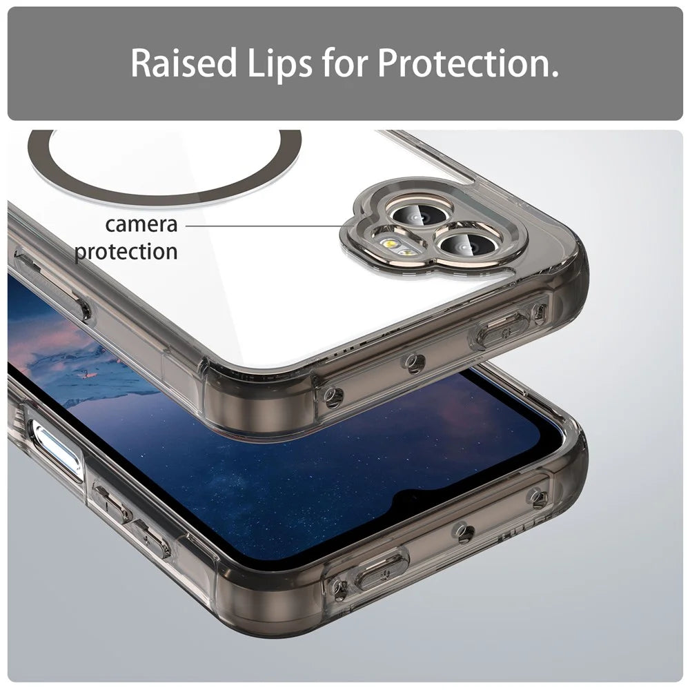 For Samsung Galaxy XCover7 Pro Case Compatible with MagSafe Clear PC + TPU Shockproof Phone Back Cover - Transparent Black - 6