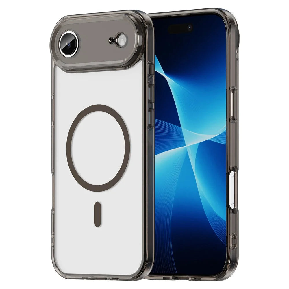 For iPhone Air Case Compatible with MagSafe Clear PC + TPU Shockproof Phone Back Cover - Transparent Black - 1