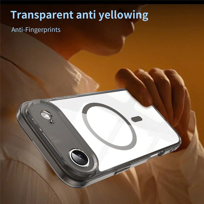 For iPhone Air Case Compatible with MagSafe Clear PC + TPU Shockproof Phone Back Cover - Transparent Black - 3