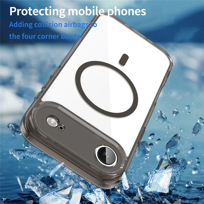 For iPhone Air Case Compatible with MagSafe Clear PC + TPU Shockproof Phone Back Cover - Transparent Black - 5