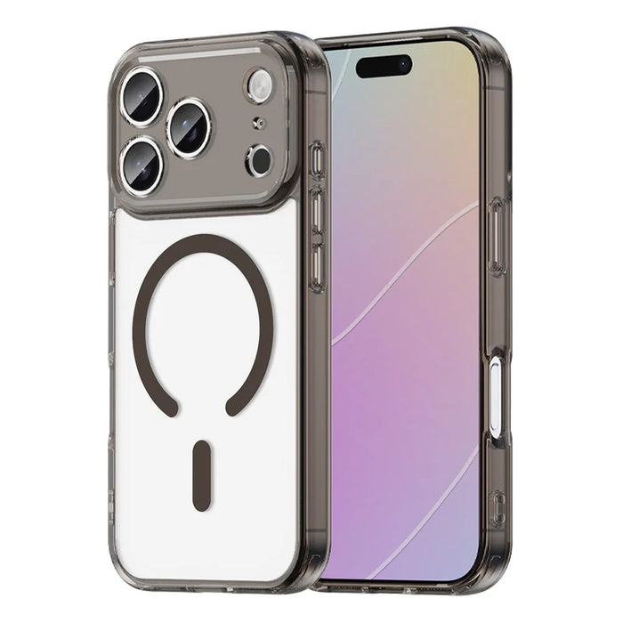 For iPhone 17 Pro Case Compatible with MagSafe Clear PC + TPU Shockproof Phone Back Cover - Transparent Black - 1