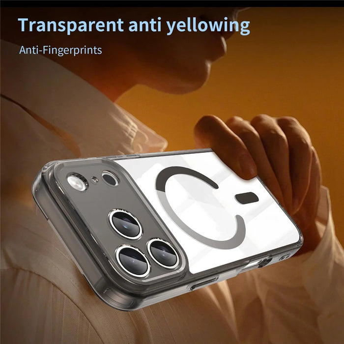 For iPhone 17 Pro Case Compatible with MagSafe Clear PC + TPU Shockproof Phone Back Cover - Transparent Black - 3