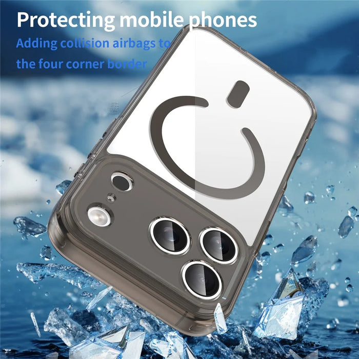 For iPhone 17 Pro Case Compatible with MagSafe Clear PC + TPU Shockproof Phone Back Cover - Transparent Black - 5