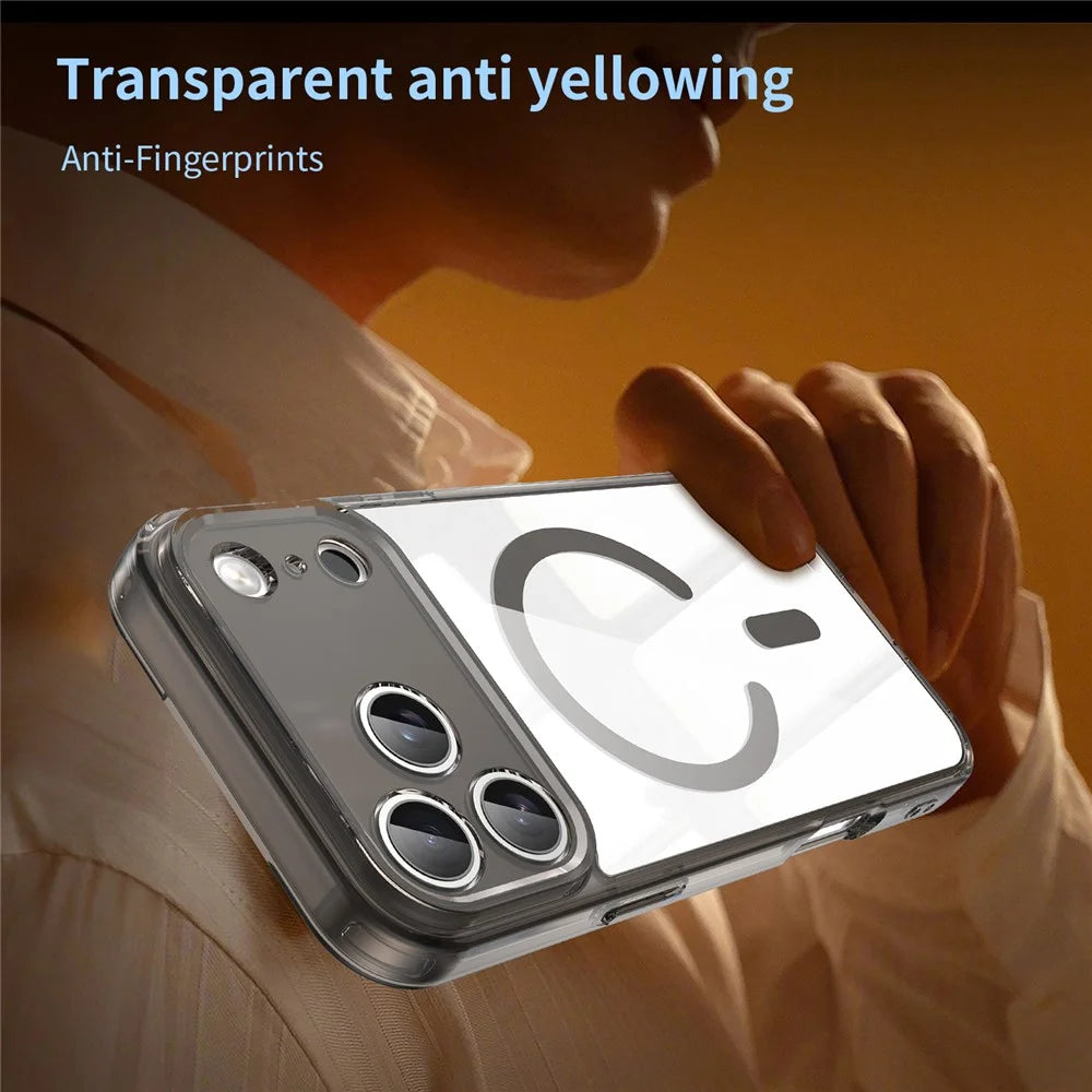 For iPhone 17 Pro Max Case Compatible with MagSafe Clear PC + TPU Shockproof Phone Back Cover - Transparent Black - 3