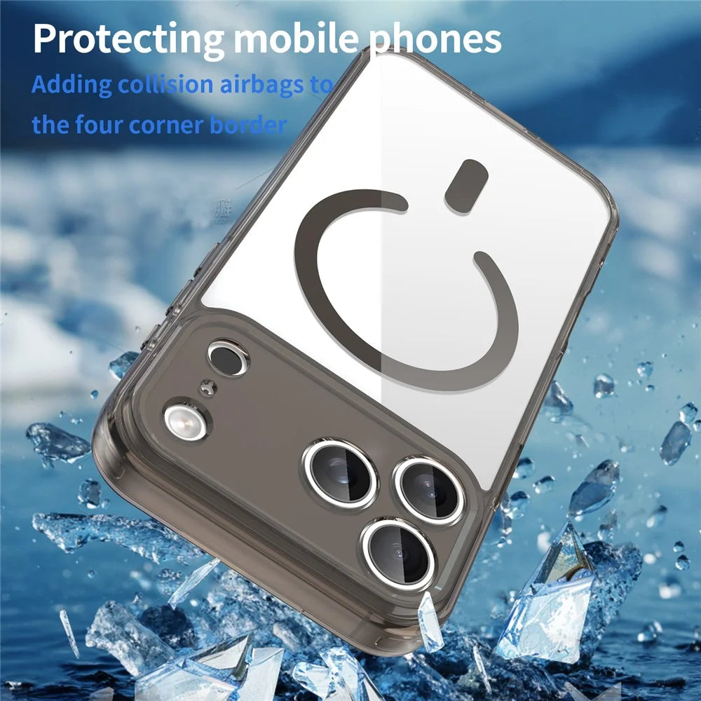 For iPhone 17 Pro Max Case Compatible with MagSafe Clear PC + TPU Shockproof Phone Back Cover - Transparent Black - 5
