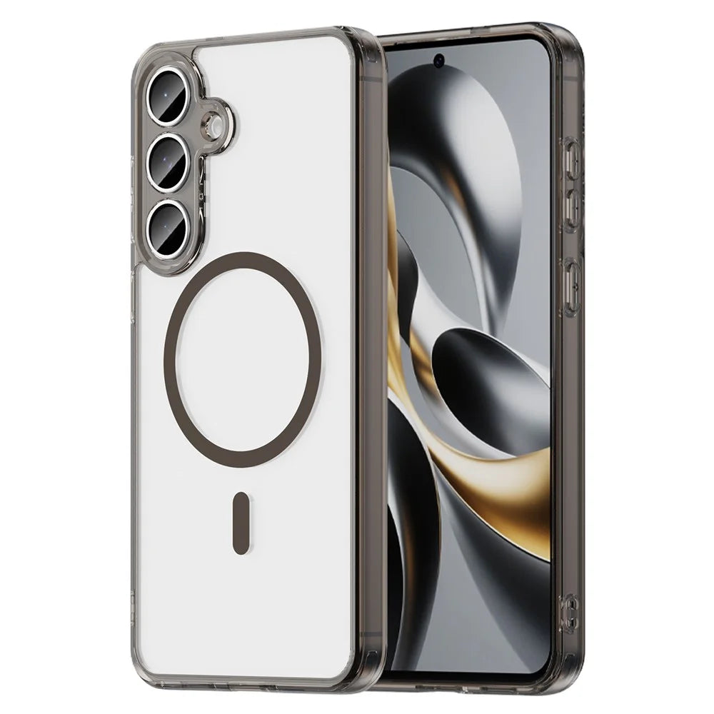 For Samsung Galaxy S25 FE Max Case Compatible with MagSafe Clear PC + TPU Shockproof Phone Back Cover - Transparent Black - 1