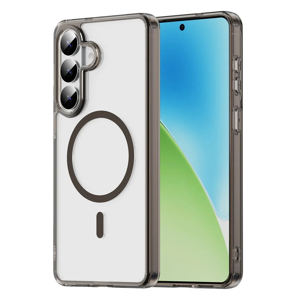 For Samsung Galaxy S26+ Case Compatible with MagSafe Clear PC + TPU Shockproof Phone Back Cover - Transparent Black - 1