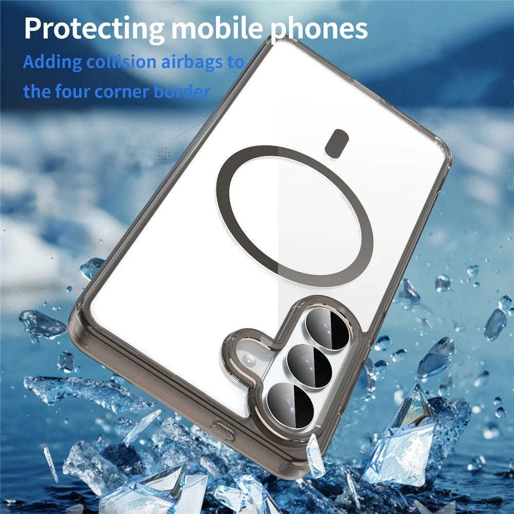 For Samsung Galaxy S26+ Case Compatible with MagSafe Clear PC + TPU Shockproof Phone Back Cover - Transparent Black - 5