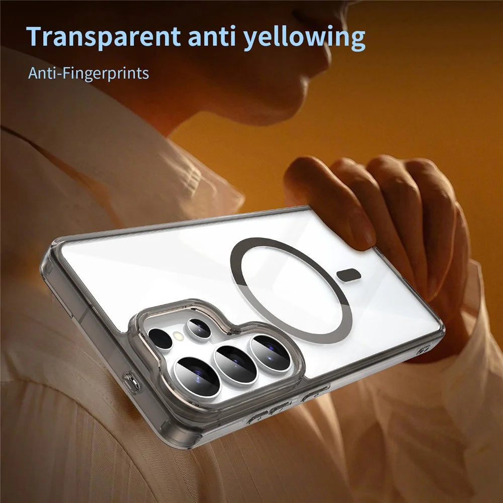 For Samsung Galaxy S26 Ultra Case Compatible with MagSafe Clear PC + TPU Shockproof Phone Back Cover - Transparent Black - 3