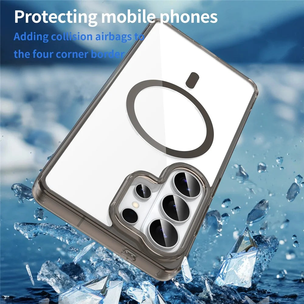 For Samsung Galaxy S26 Ultra Case Compatible with MagSafe Clear PC + TPU Shockproof Phone Back Cover - Transparent Black - 5