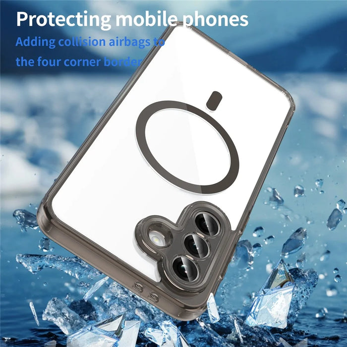 For Samsung Galaxy A37 5G Case Compatible with MagSafe Clear PC + TPU Shockproof Phone Back Cover - Transparent Black - 5