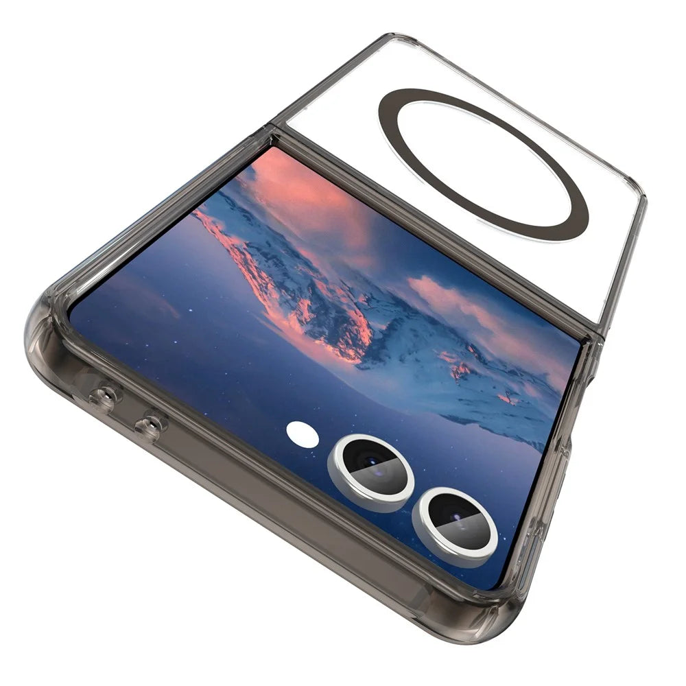 For Samsung Galaxy Z Flip7 5G Case Compatible with MagSafe Clear PC + TPU Shockproof Phone Back Cover - Transparent Black - 2