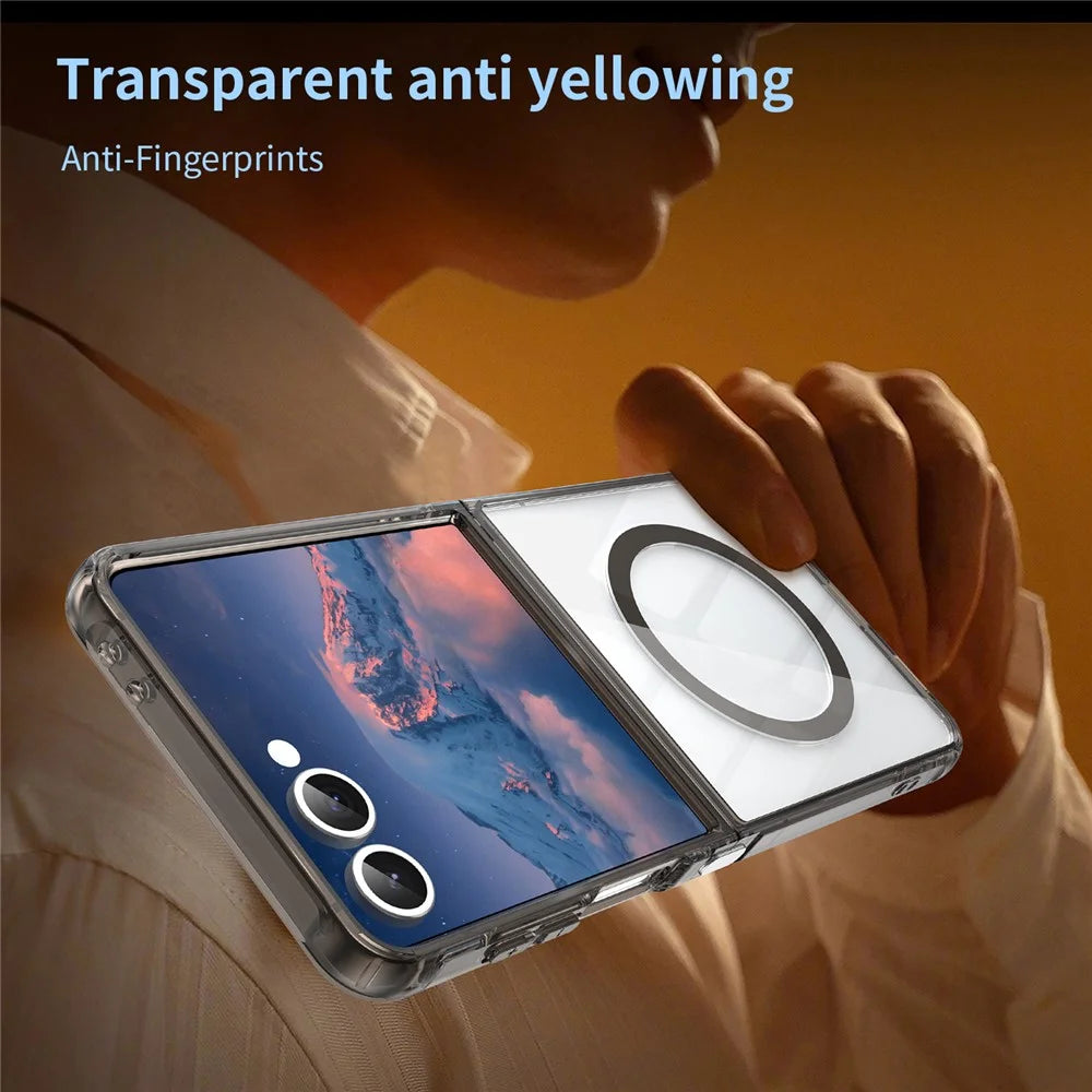 For Samsung Galaxy Z Flip7 5G Case Compatible with MagSafe Clear PC + TPU Shockproof Phone Back Cover - Transparent Black - 3