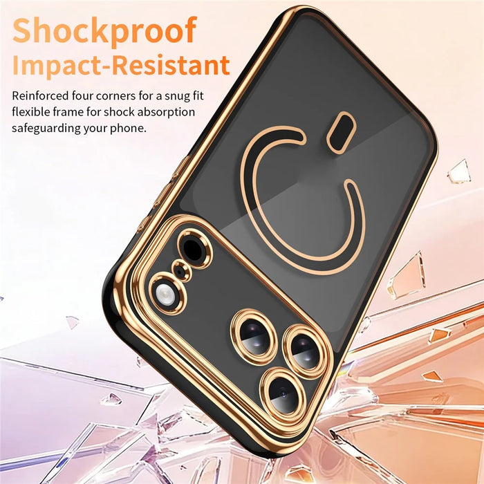 For iPhone 17 Pro Max Magnetic Case Electroplated 2.0mm Acrylic TPU Phone Back Cover Compatible with MagSafe - Black - 5