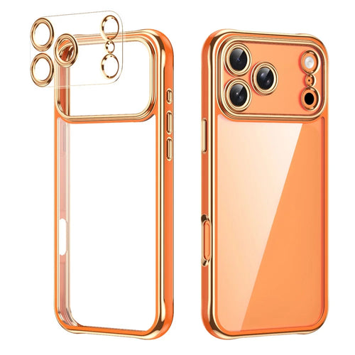 For iPhone  18 Pro / 17  Pro Electroplated Case 2.0mm Thick Acrylic TPU Hybrid Shockproof Phone Cover - Orange - 1