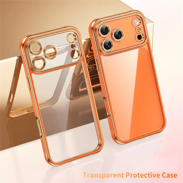 For iPhone  18 Pro / 17  Pro Electroplated Case 2.0mm Thick Acrylic TPU Hybrid Shockproof Phone Cover - Orange - 2