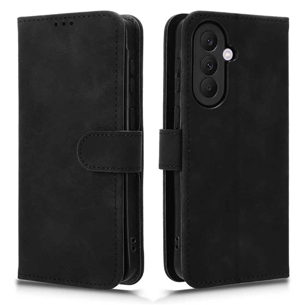 For Samsung Galaxy A37 5G Leather Case Skin Feel Anti Drop Wallet Stand Flip Phone Cover - Black - 1