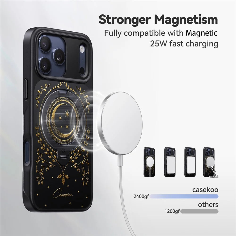 CASEKOO Tarot Series for iPhone 18 Pro Max / 17 Pro Max Magnetic Case Rotating Ring Kickstand PC + TPU Shockproof Cover - Tarot Vine Moon - 6