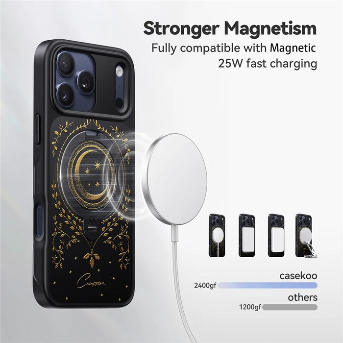 CASEKOO Tarot Series for iPhone 18 Pro / 17 Pro Magnetic Case Rotating Ring Kickstand PC + TPU Shockproof Cover - Tarot Vine Moon - 6
