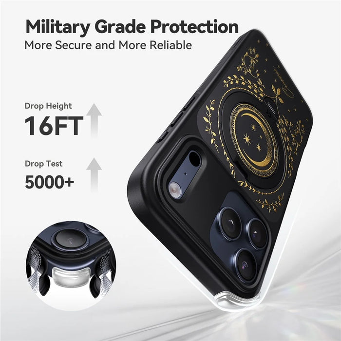 CASEKOO Tarot Series for iPhone 18 Pro / 17 Pro Magnetic Case Rotating Ring Kickstand PC + TPU Shockproof Cover - Tarot Vine Moon - 7