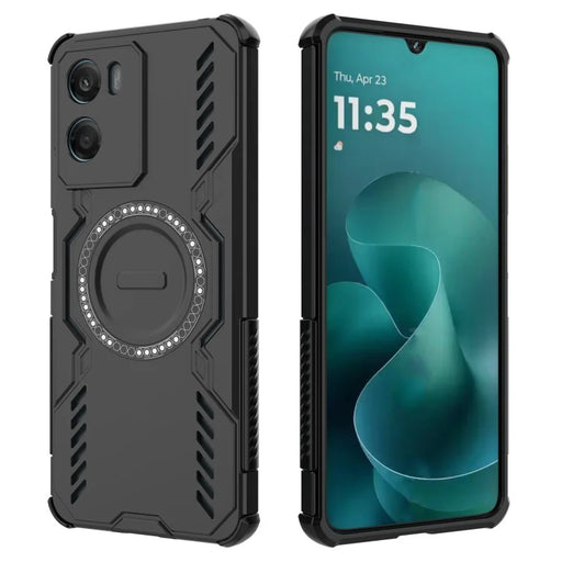 WANLONFENG For Motorola Moto G06 Power 4G / Motorola Moto G06 4G Magnetic Case DJ Series PC TPU Phone Cover with 2Pcs Tempered Glass Film - Black - 2