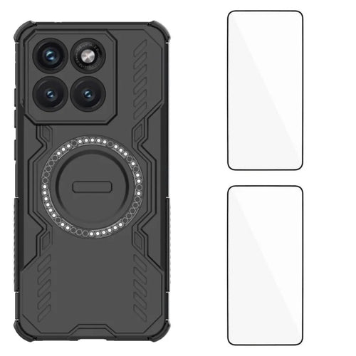 WANLONFENG For Motorola Edge 70 Fusion 5G / Motorola Edge 70 Fusion+ 5G Magnetic Case DJ Series PC TPU Phone Cover with 2Pcs Tempered Glass Film - Black - 1