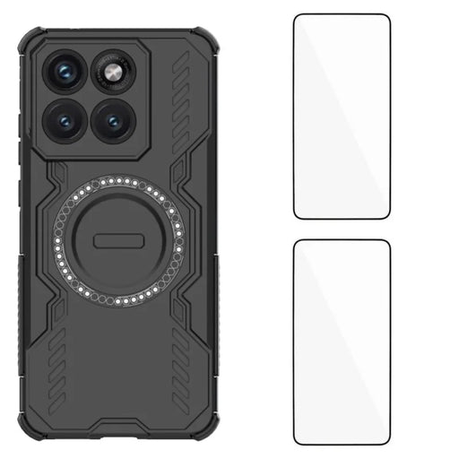 WANLONFENG For Motorola Edge 70 Fusion 5G / Motorola Edge 70 Fusion+ 5G Magnetic Case DJ Series PC TPU Phone Cover with 2Pcs Tempered Glass Film - Black - 1