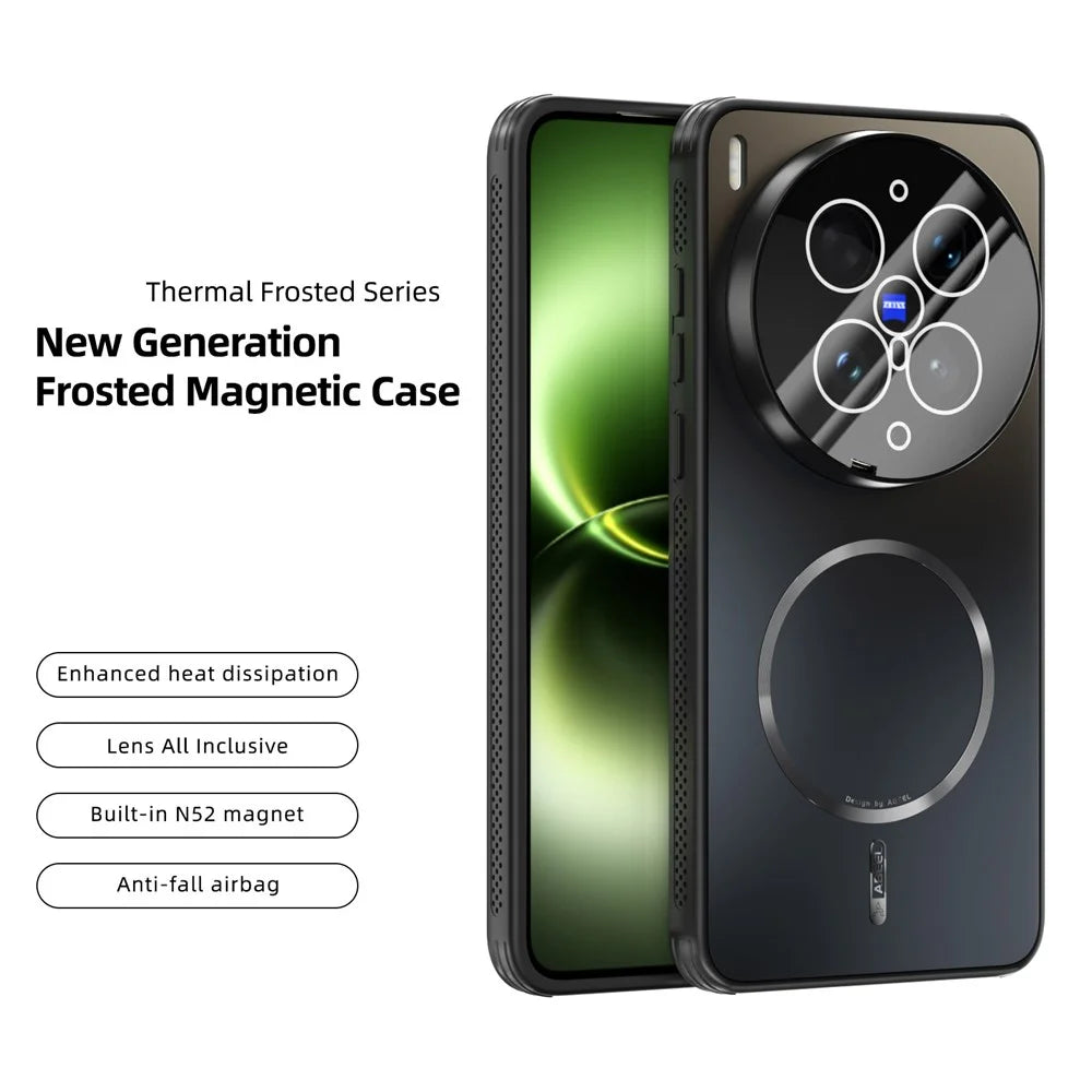 ABEEL For vivo X300 Ultra 5G Magnetic Case TPU PC Cooling Matte Phone Back Cover with Lens Film - Black - 2