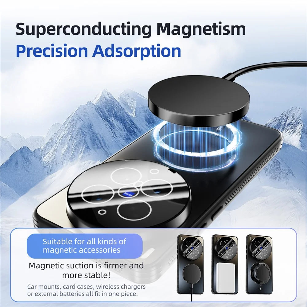 ABEEL For vivo X300 Ultra 5G Magnetic Case TPU PC Cooling Matte Phone Back Cover with Lens Film - Black - 3
