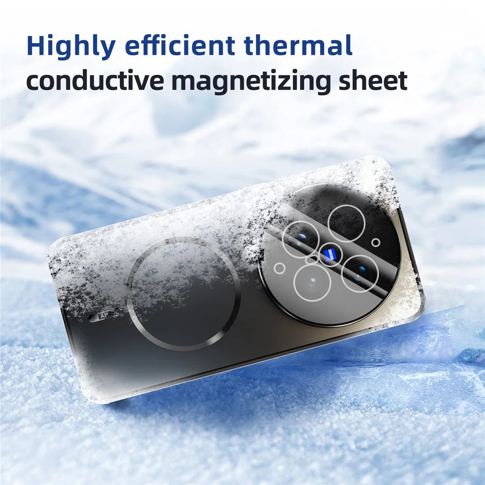 ABEEL For vivo X300 Ultra 5G Magnetic Case TPU PC Cooling Matte Phone Back Cover with Lens Film - Black - 4