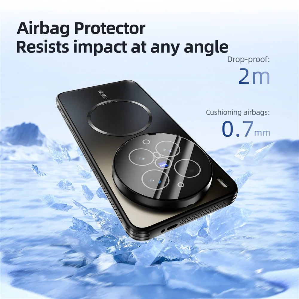 ABEEL For vivo X300 Ultra 5G Magnetic Case TPU PC Cooling Matte Phone Back Cover with Lens Film - Black - 7