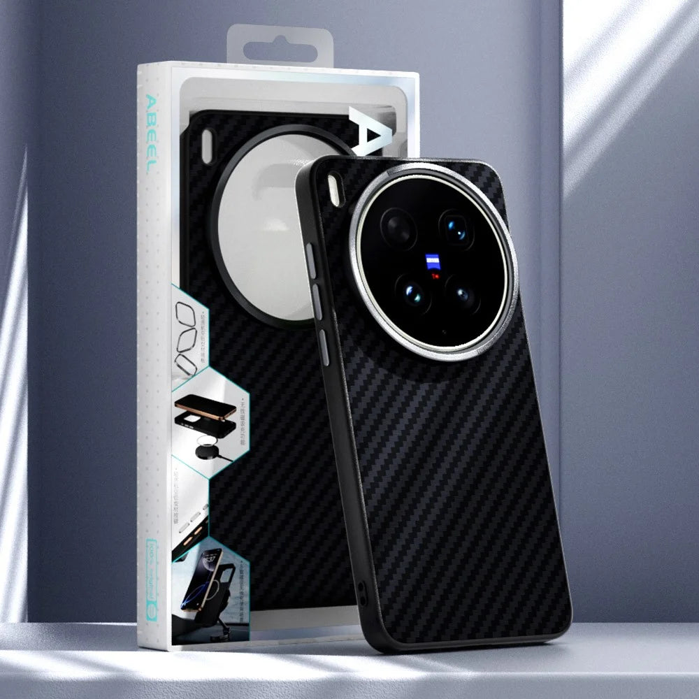 ABEEL For vivo X300 Ultra 5G Magnetic Case Carbon Fiber Texture Phone Back Cover - Black - 7