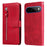 For Google Pixel 11 Pro XL PU Leather Cases with Zipper Pocket Wallet Phone Cover Stand - Red - 1