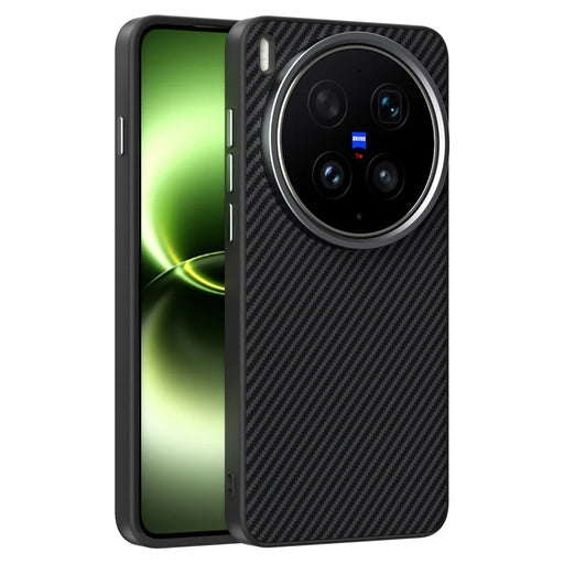 ABEEL For vivo X300 Ultra 5G Magnetic Case Carbon Fiber Texture TPU PC PU Phone Back Cover - Black - 1