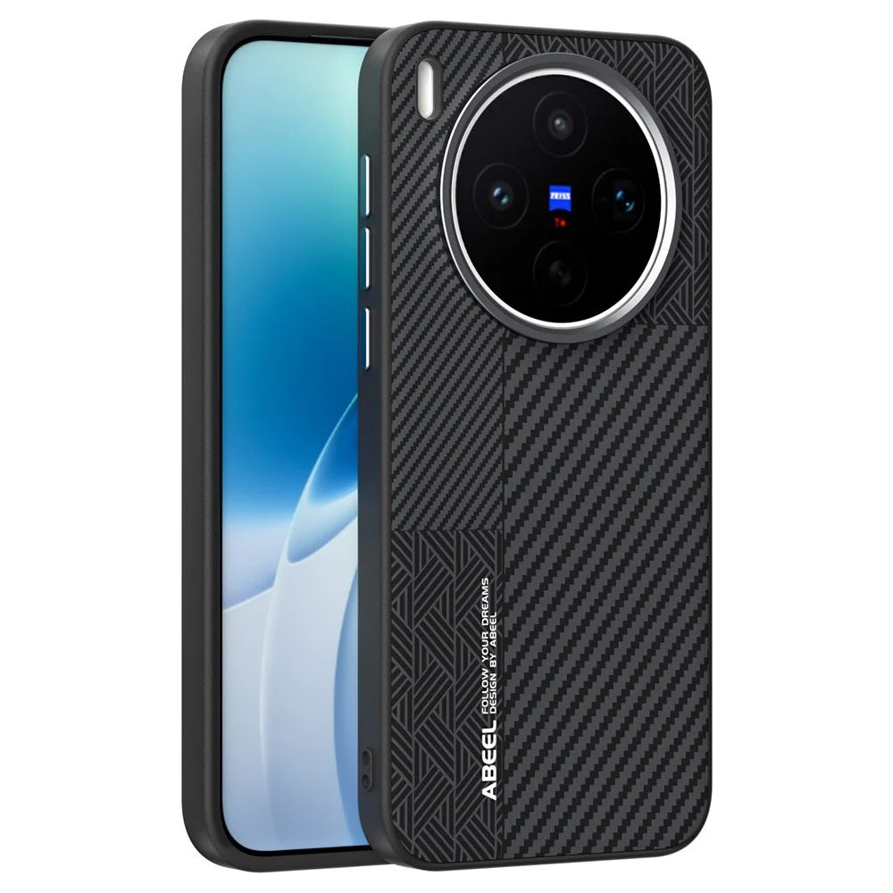 ABEEL For vivo X300s 5G Magnetic Case PC + TPU + Aluminum Alloy + PU Leather Slim Phone Back Cover - Texture 3 - 1