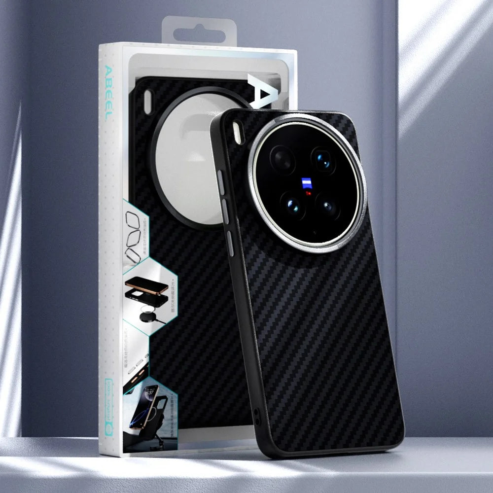 ABEEL For vivo X300s 5G Magnetic Case Carbon Fiber Texture Phone Back Cover - Black - 7