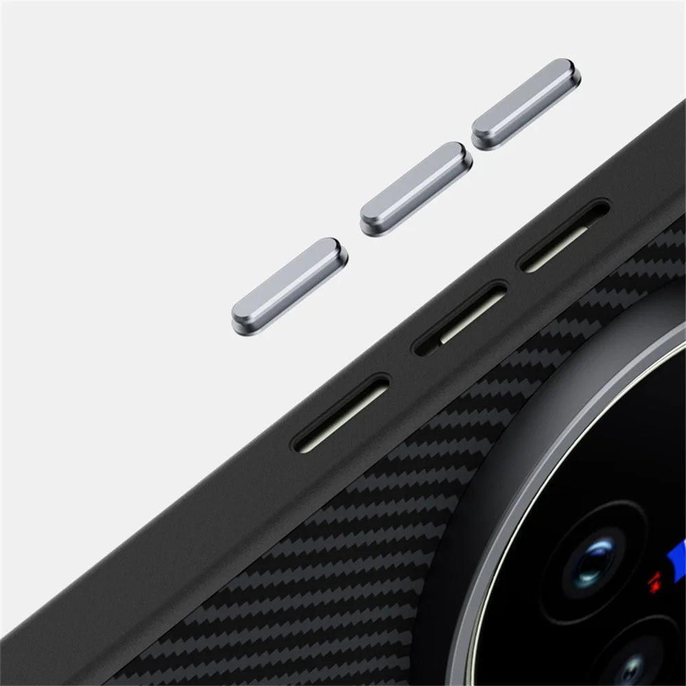 ABEEL For vivo X300s 5G Magnetic Case Carbon Fiber Texture TPU PC PU Phone Back Cover - Black - 4