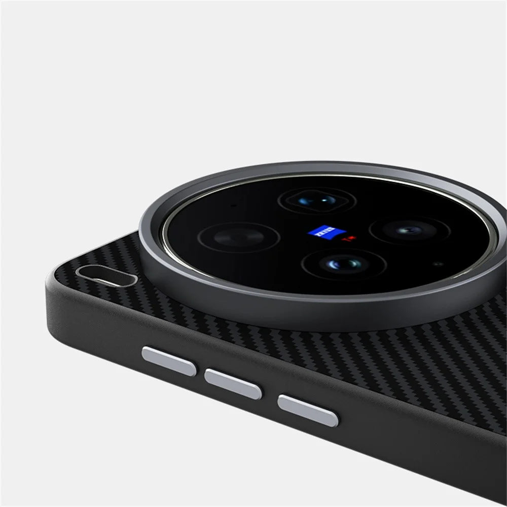 ABEEL For vivo X300s 5G Magnetic Case Carbon Fiber Texture TPU PC PU Phone Back Cover - Black - 5