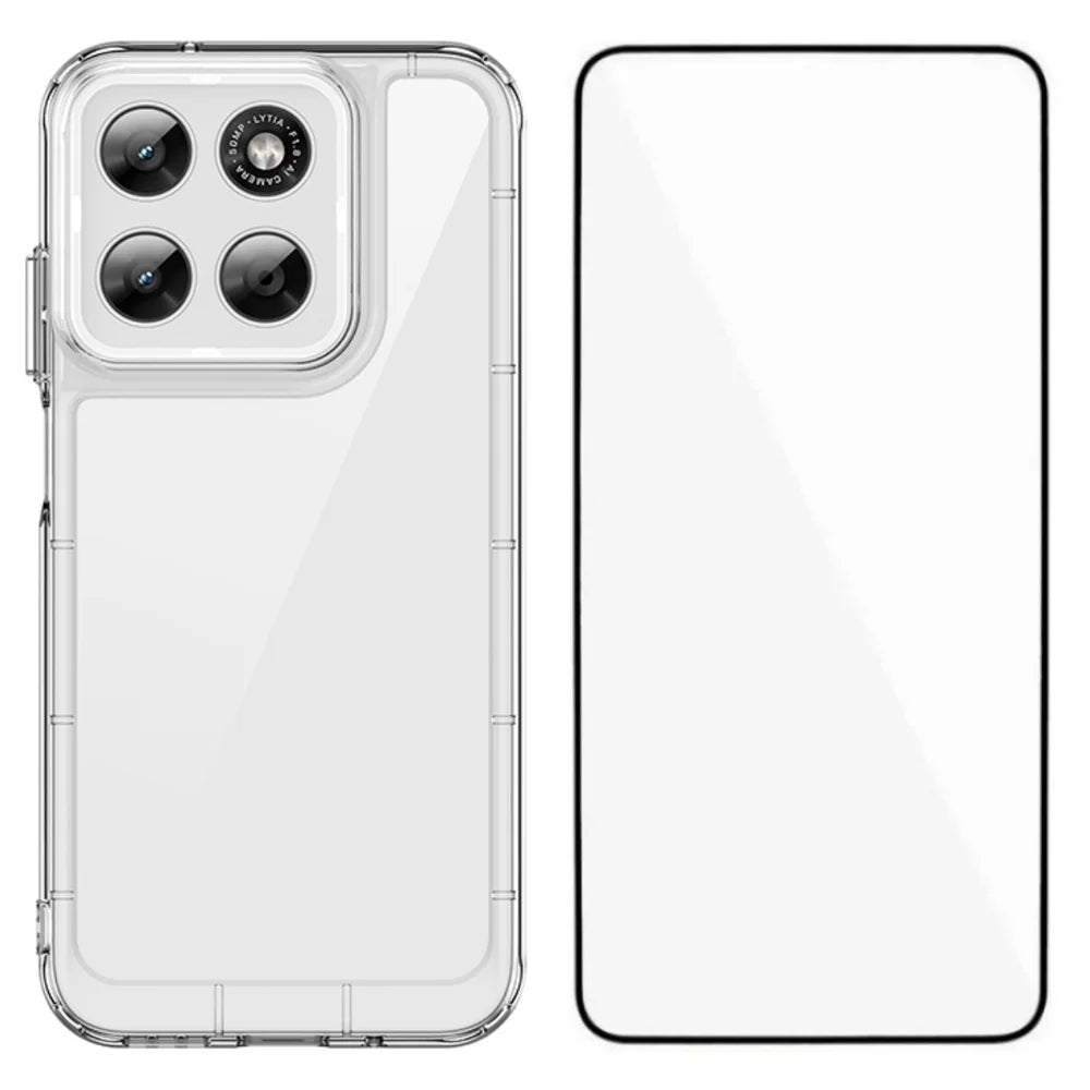WANLONFENG For Motorola Moto G87 5G / G77 5G / G67 5G Case MF Series TPU Acrylic Clear Phone Cover with Tempered Glass Film - Transparent - 1