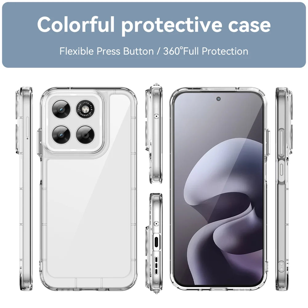 WANLONFENG For Motorola Moto G87 5G / G77 5G / G67 5G Case MF Series TPU Acrylic Clear Phone Cover with Tempered Glass Film - Transparent - 3