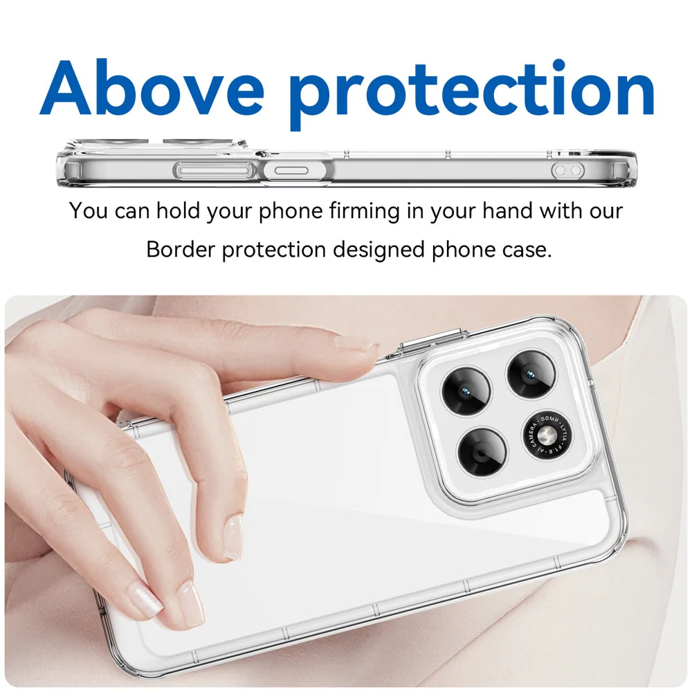 WANLONFENG For Motorola Moto G87 5G / G77 5G / G67 5G Case MF Series TPU Acrylic Clear Phone Cover with Tempered Glass Film - Transparent - 5