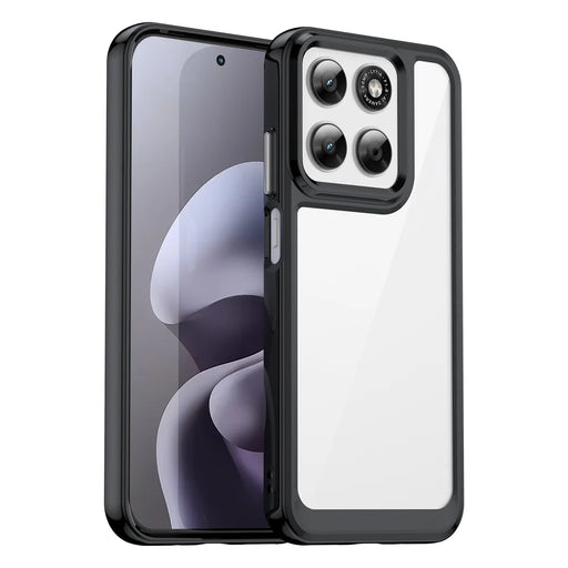 WANLONFENG Phone Case for Motorola Moto G87 5G / G77 5G / G67 5G XC Series TPU Acrylic Cover with Tempered Glass (Big Lens Hole) - Black - 2